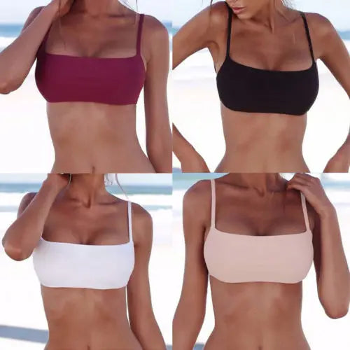 Solid Bandeau Bikini Top for Women