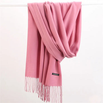 Solid Color Women’s Summer Scarf – Long Shawl with Tassels & Cashmere Feel