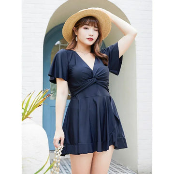 Swimwear Ladies Korea New Big Size V-neck Swimsuit