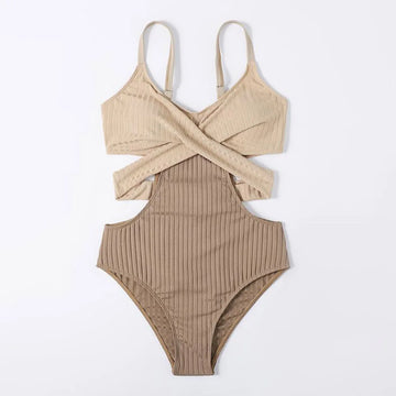 Solid Patchwork Strapped Swimwear Women Sexy