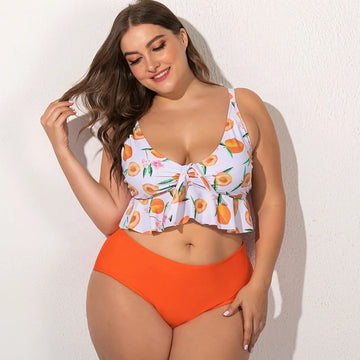 New Arrival Plus-Size High-Waist Floral Print Bikini Set