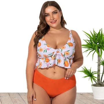 New Arrival Plus-Size High-Waist Floral Print Bikini Set