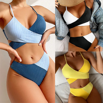 New Solid Color Cross Strap Bikini